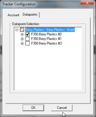 Sample Datapoints tab from the Tracker configuration menu.